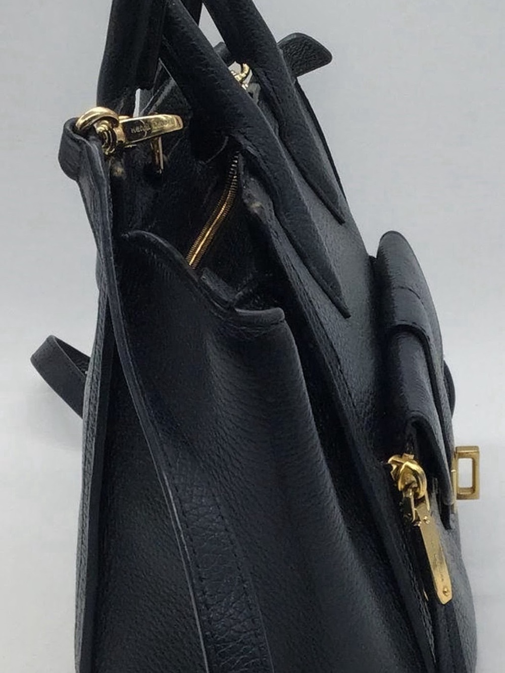 Henri Bendel Rivington Black Pebbled Leather Convertible Tote 2-in-1 Bag - Picture 3 of 13